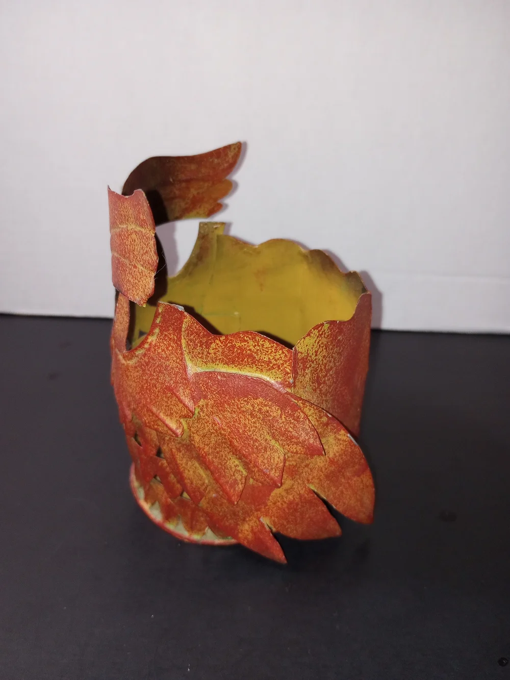 Rustic Orange Owl Decorative Tea Lite Candle Holder- Home Accents